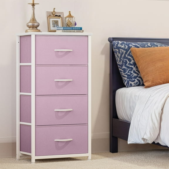 ModFusion Storage Fabric Dresser with 4-Drawers with Handle – Pink