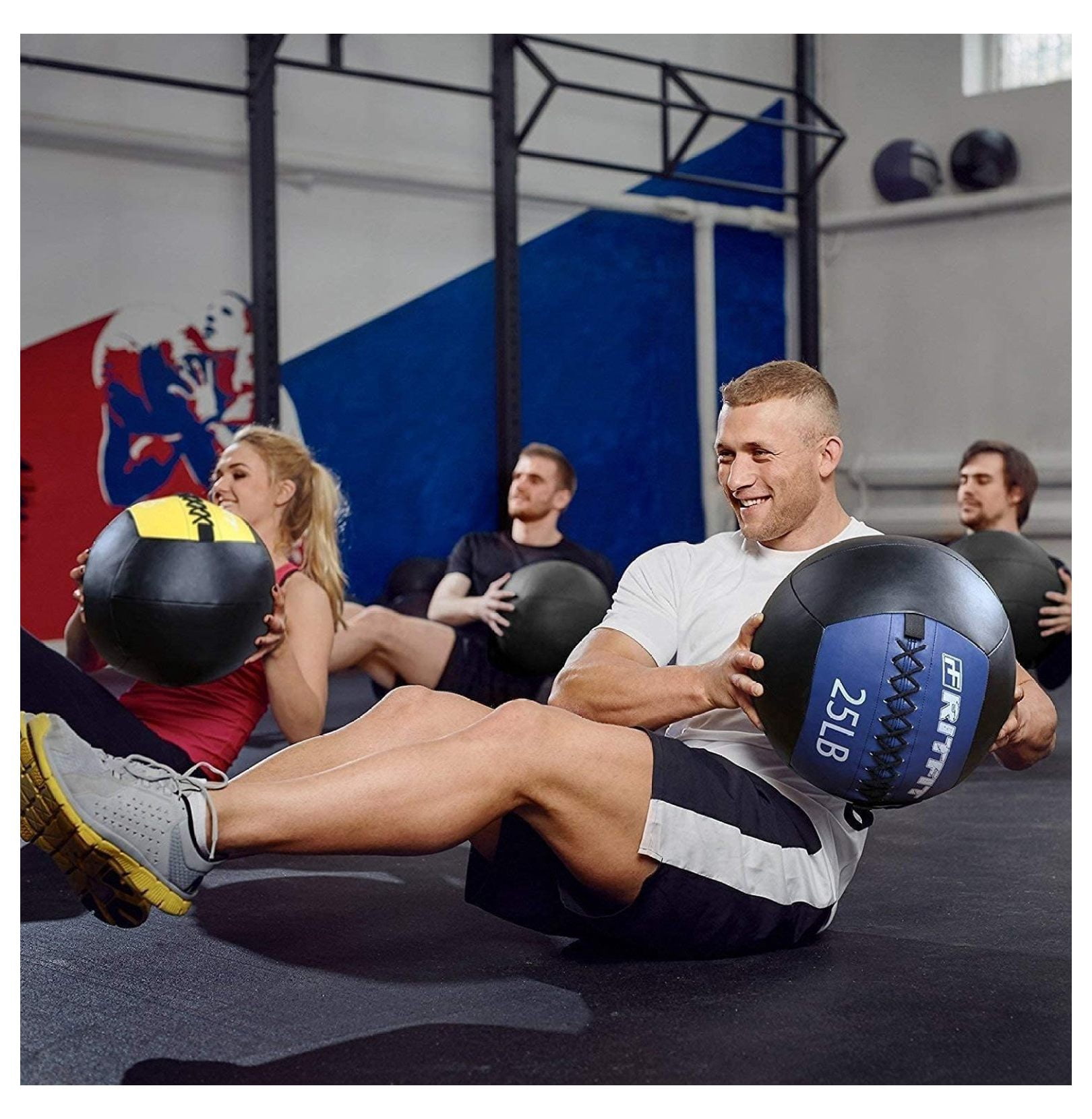 Medicine Ball for Exercise - Weighted Wall Balls for Slam Balls, CrossFit, & Gym - Soft PU Leather Fitness Ball for Strength Training (5-30 lbs)