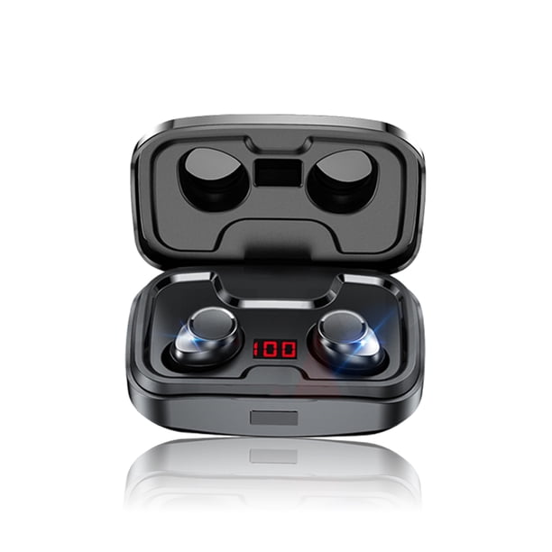 Auriculares V5.0 compatibles con Bluetooth Auriculares intrauditivos inalámbricos impermeables a prueba de sudor Auriculares portátiles 9D con estuche de carga Negro 1 par Inevent EL005378-01B