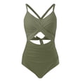 thumbnail image 3 of WILLBEST Traje de Baño Corto para Mujer, Traje de Baño de Cintura Alta con Recortes, Cruzado con Lazo En La Espalda, Traje de Baño de 1 Pieza, 3 of 4