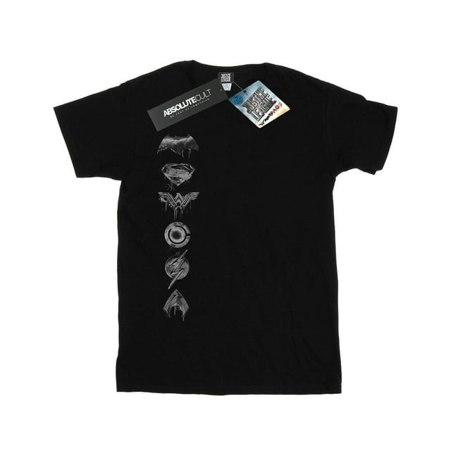 DC Comics Womens Justice League Movie Sprayed Emblems Cotton Boyfriend T-Shirt