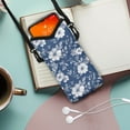 thumbnail image 2 of ZIATUBLES Blue Flower Crossbody Phone Pouch Waterproof Neoprene Cellphone Bag Portable Phone Sleeve Case with Adjustable Strap Top Opening Phone Case, 4 X 8 Inch, 2 of 7