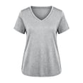 thumbnail image 7 of yoeyez Women's Sparkly Plus Size T-Shirt Glitter V-Neck Short Sleeve Tee Fashion Casual Loose Fit Evening Outings Party Tops Silver,XXXXXL, 7 of 7