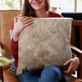 thumbnail image 5 of Plutus Brands Brown Gold Rabbit Animal Faux Fur Luxury Throw Pillow, 5 of 7