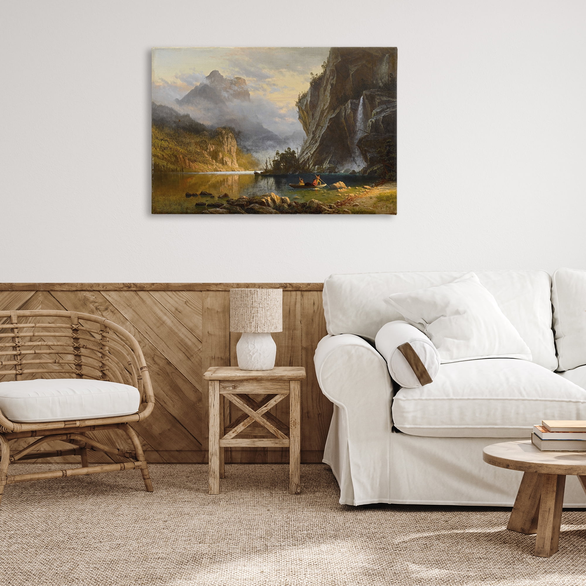 Stupell Industries Classical Spear Fishing Landscape & Nature Painting Wrapped Canvas Art Print Wall Art, 36 x 24