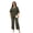 Army Green, variant on Plus Size Women 2 Piece Dressy Pant Suit, V Neck Pleated Blouse & Wide Leg Pants Formal Outfit for Wedding Guest