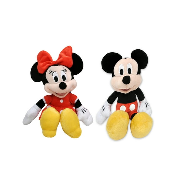 Mickey Mouse & Minnie Mouse 11" Red Plush Dolls Stuffed 2-Pack