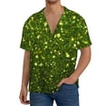 thumbnail image 7 of Lsque Green Glitter Sparkle print Men's Cuban Collar Short Sleeve Shirt Summer Beachwear Casual Button Down Fashionable Vacation Leisure Shirt-Large, 7 of 7