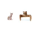 thumbnail image 1 of Escultura artística de animales con un gato y un búho, que funciona como figura decorativa y soporte para papel higiénico., 1 of 8