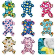Dog Pajamas Soft Warm Fleece Jumpsuit Cute Pet Clothes Small Medium Pet (S: Length 12")