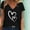 Black, variant on Jacenvly 2024 new plus size womens clothes Casual Women's Fashion Loose T-Shirt Printed Short-Sleeved Tops breathable Heart v neck t shirts t-shirts womens summer Black
