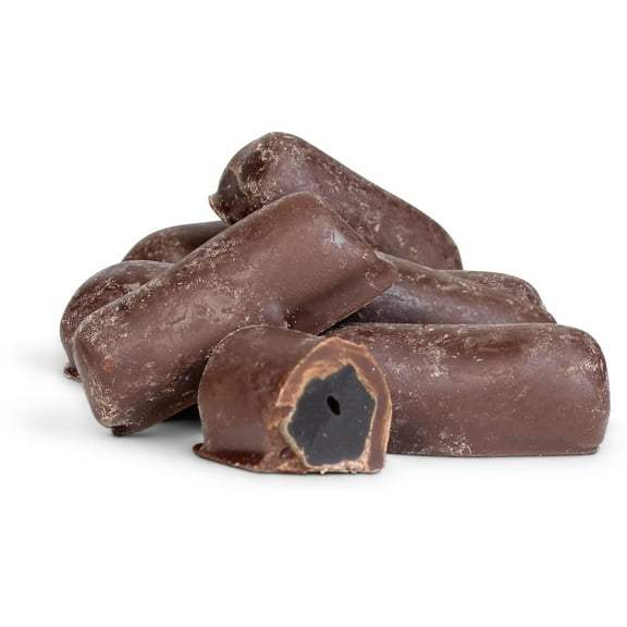 Chocolate Covered Black Licorice Bits by Its Delish, 12 oz Bag Bulk Black Licorice Bites Coated in Dark Chocolate Candy Vegan, Non-dairy, Kosher Parve