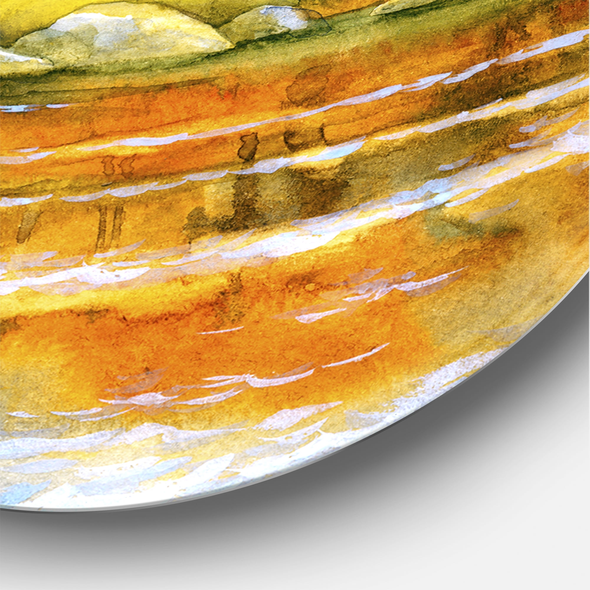 Designart 'Autumn Forest By The Lake Side II' Lake House Circle Metal Wall Art 29x29 - Disc of 29