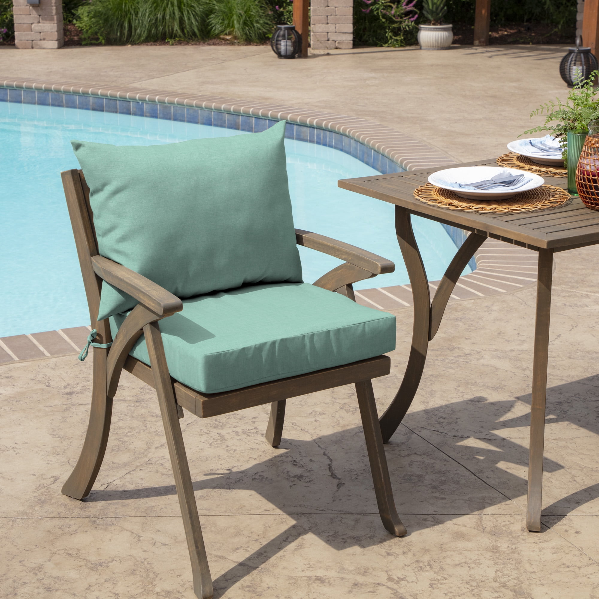 ARDEN Outdoor Dining Chair Cushion Set 21 x 21, Aqua Leala
