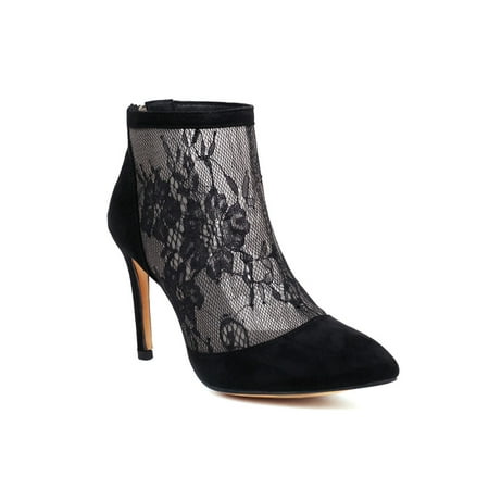 

Woobling Womens Stiletto Boot Pointed Toe Ankle Booties Lace Dress Boots Anti-Slip Winter Shoes Office Work Fashion Bootie Black 5.5