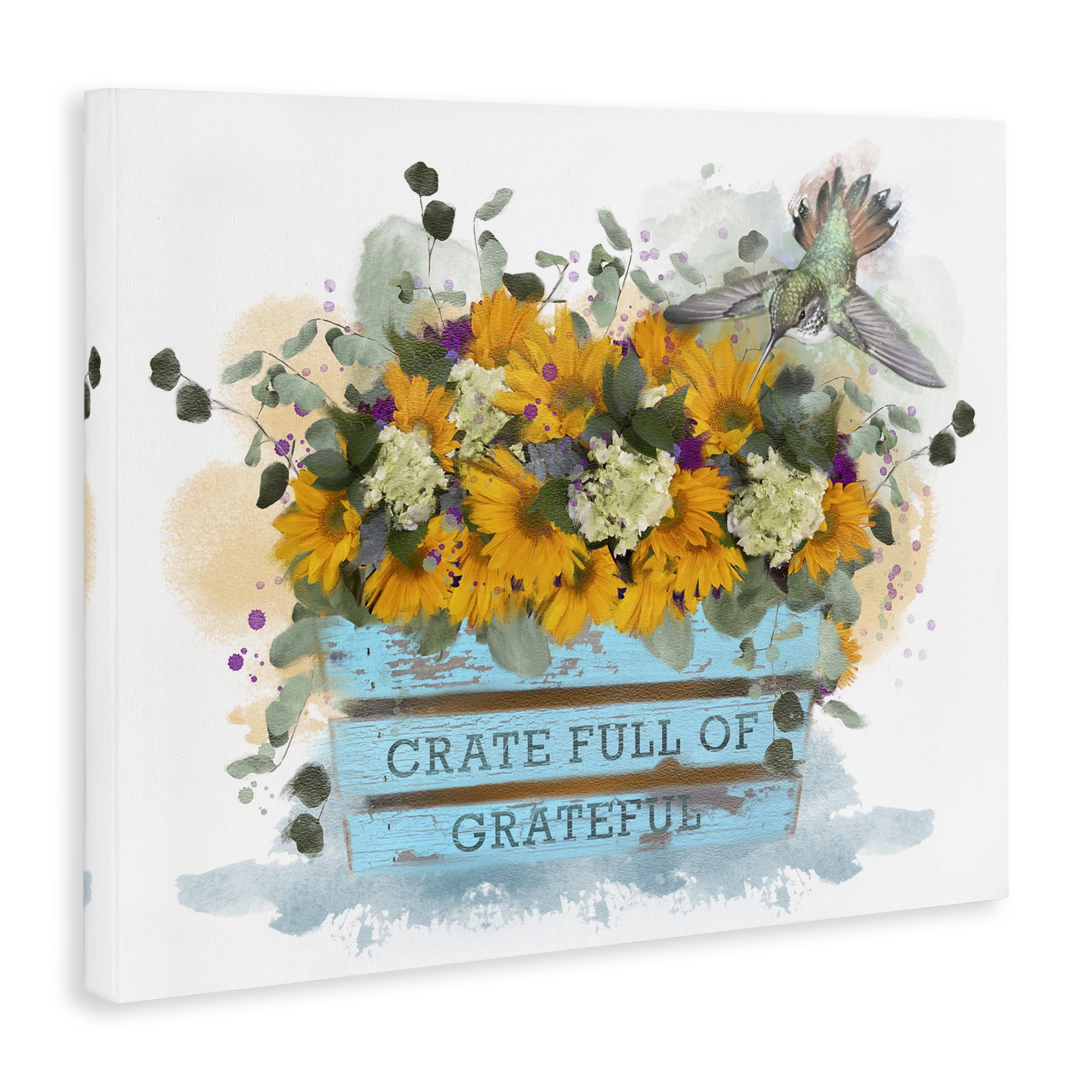 Stupell Industries Crate Full Of Grateful Botanical & Floral Painting Gallery Wrapped Canvas Art Print Wall Art, 48 x 36
