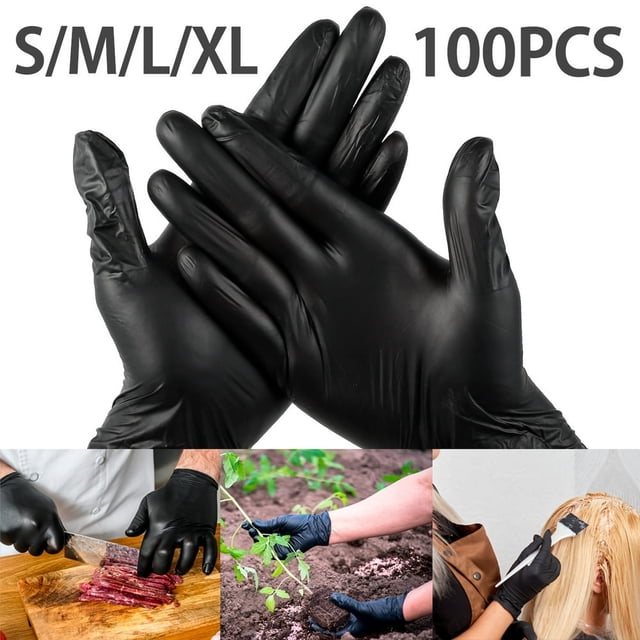 Dsseng 100pcs Professional Nitrile Gloves Multi-Purpose Vinyl Gloves Safety Work Gloves Latex Powder Free Gardening Nitrile Gloves for Home Kitchen Outdoor Use 9 Inch