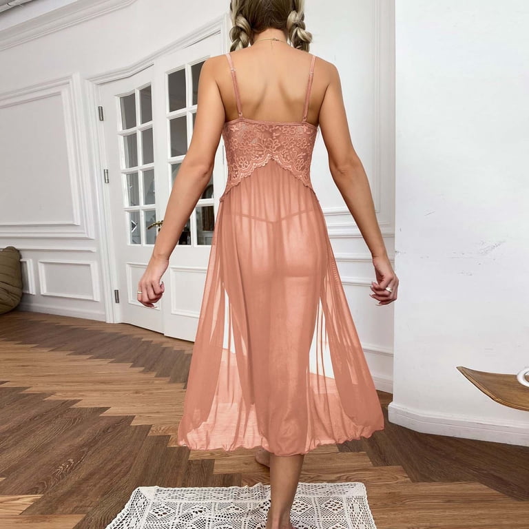 Brilliant Women's Sleepwear Night Gown Sexy Mesh Deep V Lace Pajamas Side  Slit Sling Skirt Extended Home Dress Pajama Dress Women's Set Clearance  Clothes under $5.00 - Walmart.com