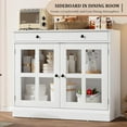 thumbnail image 6 of Senfot Buffet Cabinet, Shelf Adjustable Accent Storage Cabinet with a Large Drawer, Modern Buffet Sideboard with 2 Glass Doors, White Cupboard for Kitchen, Dining Room, Entryway, 6 of 8