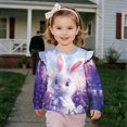 thumbnail image 3 of Yuyamidu Rabbit Sweatshirt for Girls 4T-5T Long Sleeve Ruffle Shoulder Tops Y2K Cute Animal Graphic Sweatshirts Lightweight Comfy Playwear for School Outdoor Play, 3 of 8