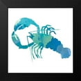 thumbnail image 2 of DeRice, Julie 15x15 Black Modern Framed Museum Art Print Titled - Watercolor Lobster in Teal, 2 of 5