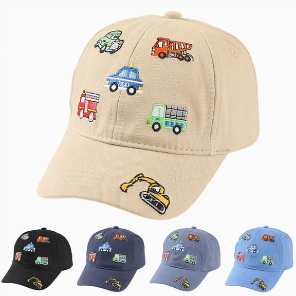Toddler Baseball Hat Childrens Baseball Cap With Car Design Embroidered For Boys And Girls Cartoon Mesh Cap Washed Vintage Sun Fishing Hat 3-8 Years,Black