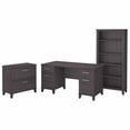 thumbnail image 1 of Bush Furniture 60W Office Desk with Lateral File Cabinet and 5 Shelf Bookcase Storm Gray, 1 of 5
