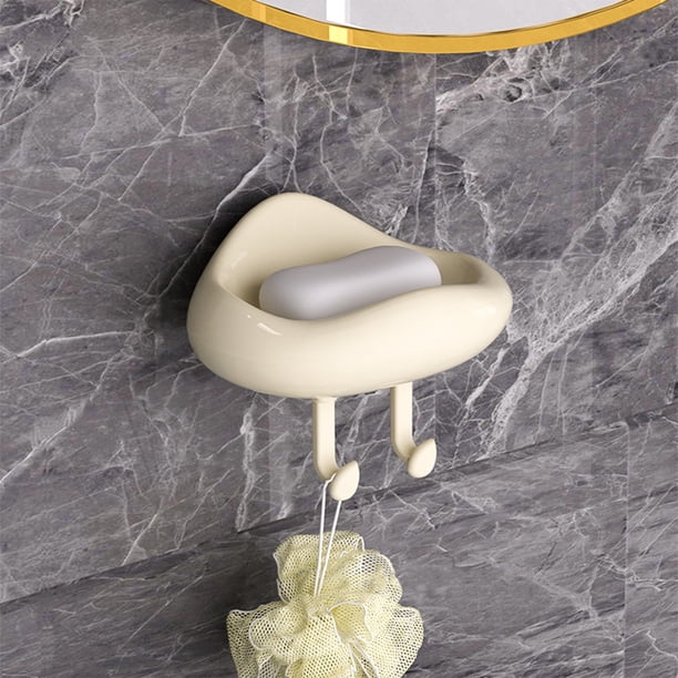 Jabonera de Pared | Organizador Adhesivo para Baño Sin Taladro para Jabón, Esponjas y Artículos de Aseo | Jabonera de Plástico Blanco con Drenaje para Ducha o Lavabo