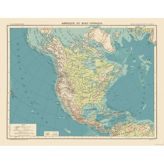 Historic Map - North America Physical - Schrader 1908 - 29.49 x 23 - Vintage Wall Art
