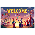 thumbnail image 6 of Carnival Tent Welcome Banner Decoration Party Backdrop Playground Background Fun Fair Ferris Wheel Outdoor Event Amusement Park Kids Celebration, 6 of 8