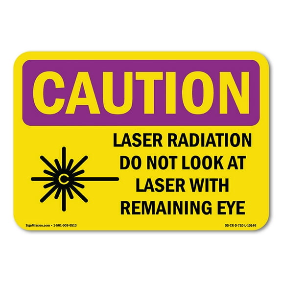 OSHA CAUTION RADIATION Sign - Laser Radiation Do Not Look With Symbol | Aluminum Sign | Protect Your Business, Work Site, Warehouse | Made in the USA