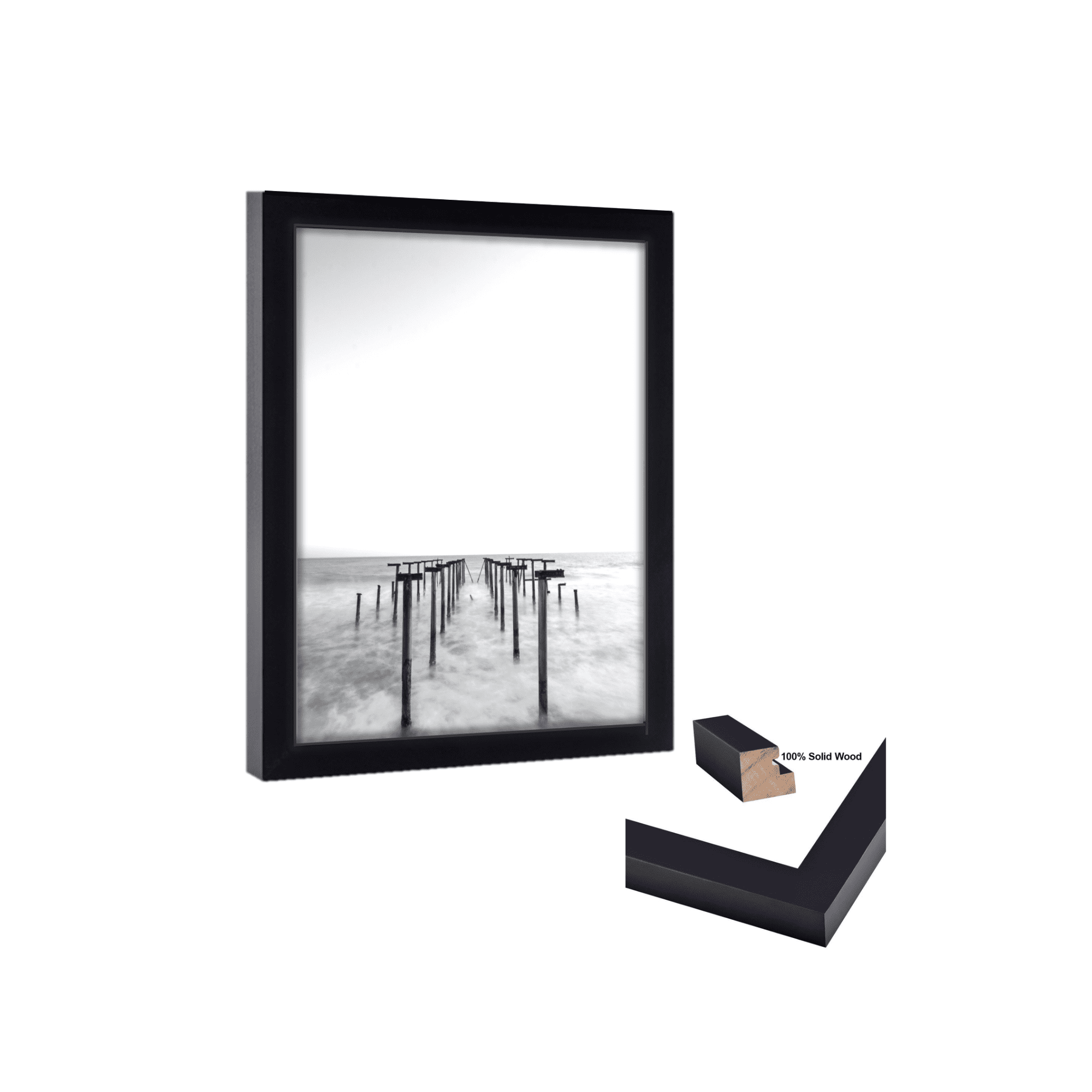 Roowest Set of 24 4x6 Picture Frame Bulk Wood Black Photo Frames with  Acrylic Sheet Small Picture Frames with Invisible Nail and S Hooks for Wall