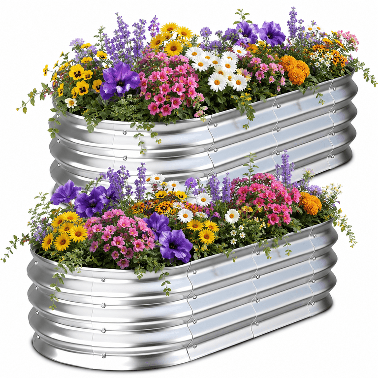 Galvanized Steel Raised Garden Bed, 2-Pack 4x2x1 Ft photo 1