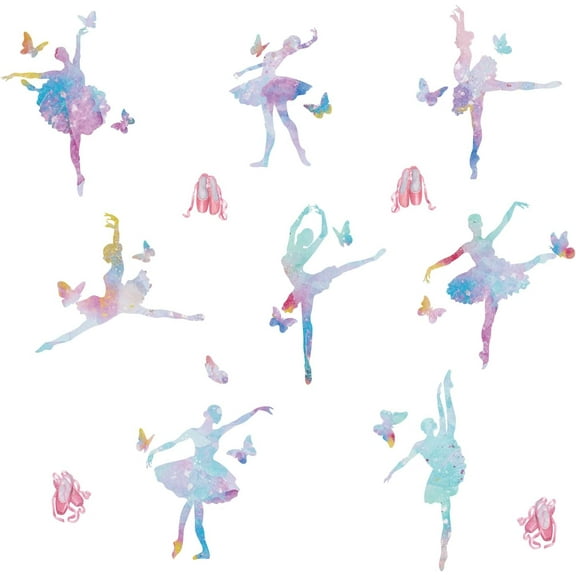8 Styles Ballet Wall Sticker Ballerina Wall Decals Dancing Ballerinas Wall Decals Ballet Shoes Wall Decals Butterfly Wall Art Room Decor Girls Bedroom Decals Vinyl Wall Decals