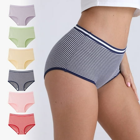 Up to 60% OFF  Women s High Waisted Briefs  Large Striped Cotton  Comfort Fit  Underwear for Women  Seamless  for Workout  Daily  Breathable  Elastic Waistband  Plus Size Womens Tops | Black L