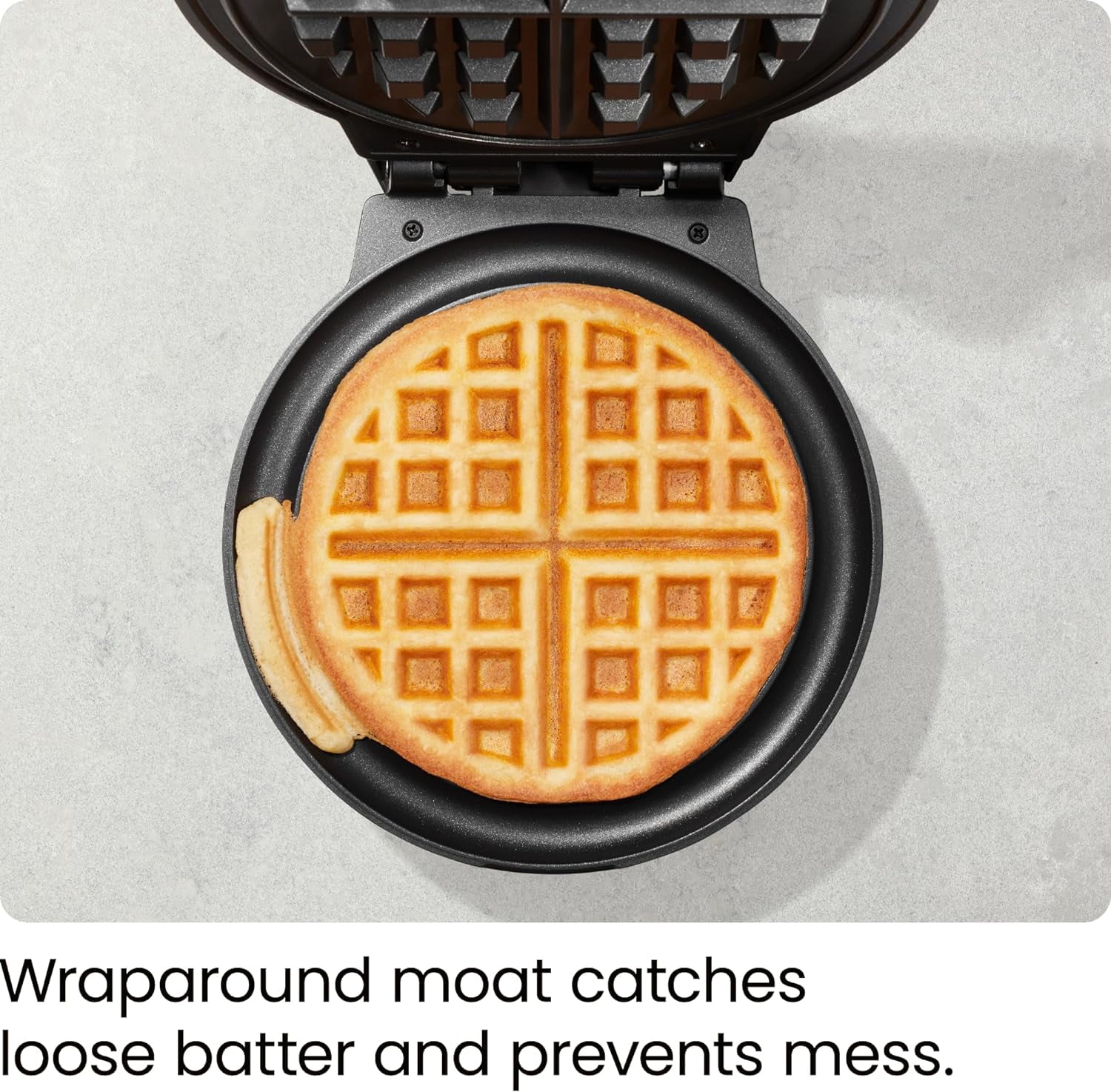 Chefman Anti-Overflow Belgian Waffle Maker, Shade Selector, Non-Stick, Black