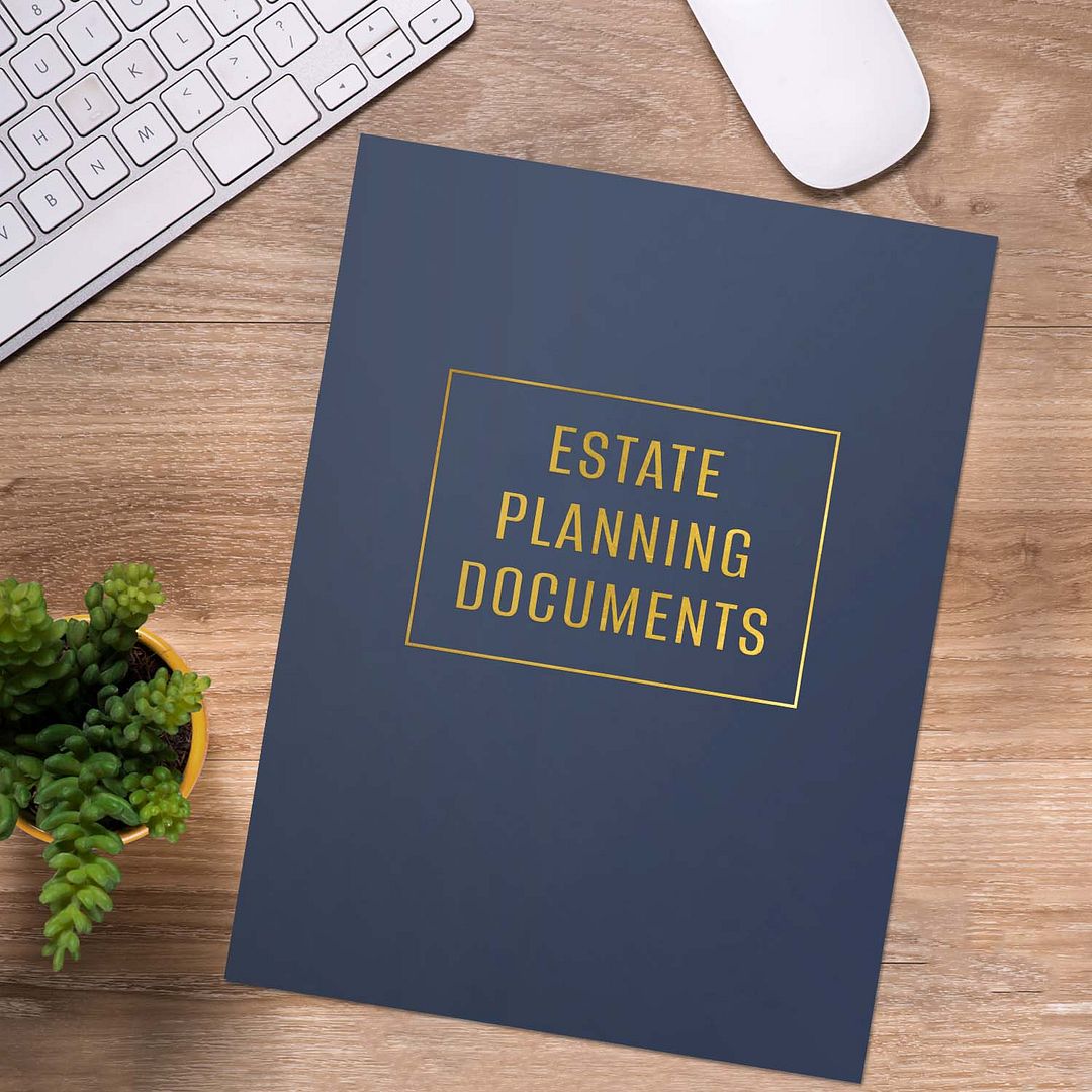 Professional Blue Linen Estate Planning Folders / 25 Sleek Navy Gold Foil Two Pocket Folders / 9" x 12" Financial Planning Presentation Folders / Made In The USA