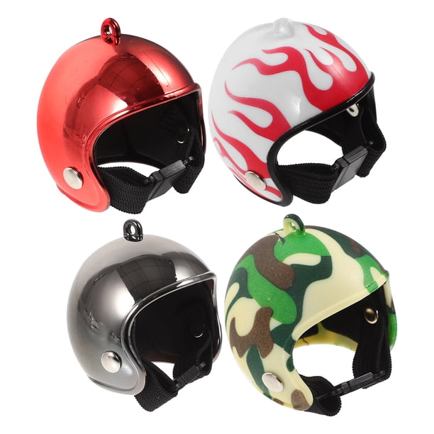 GOOHOCHY 4pcs de pollo protector de pollo loro casco creativo mini cascos para pájaros de mascota