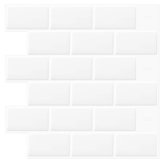 DEWOO 10-Sheet White Peel and Stick Subway Tile Backsplash Self Adhesive Brick Stickers for Kitchen Bathroom Wall (12"×12")