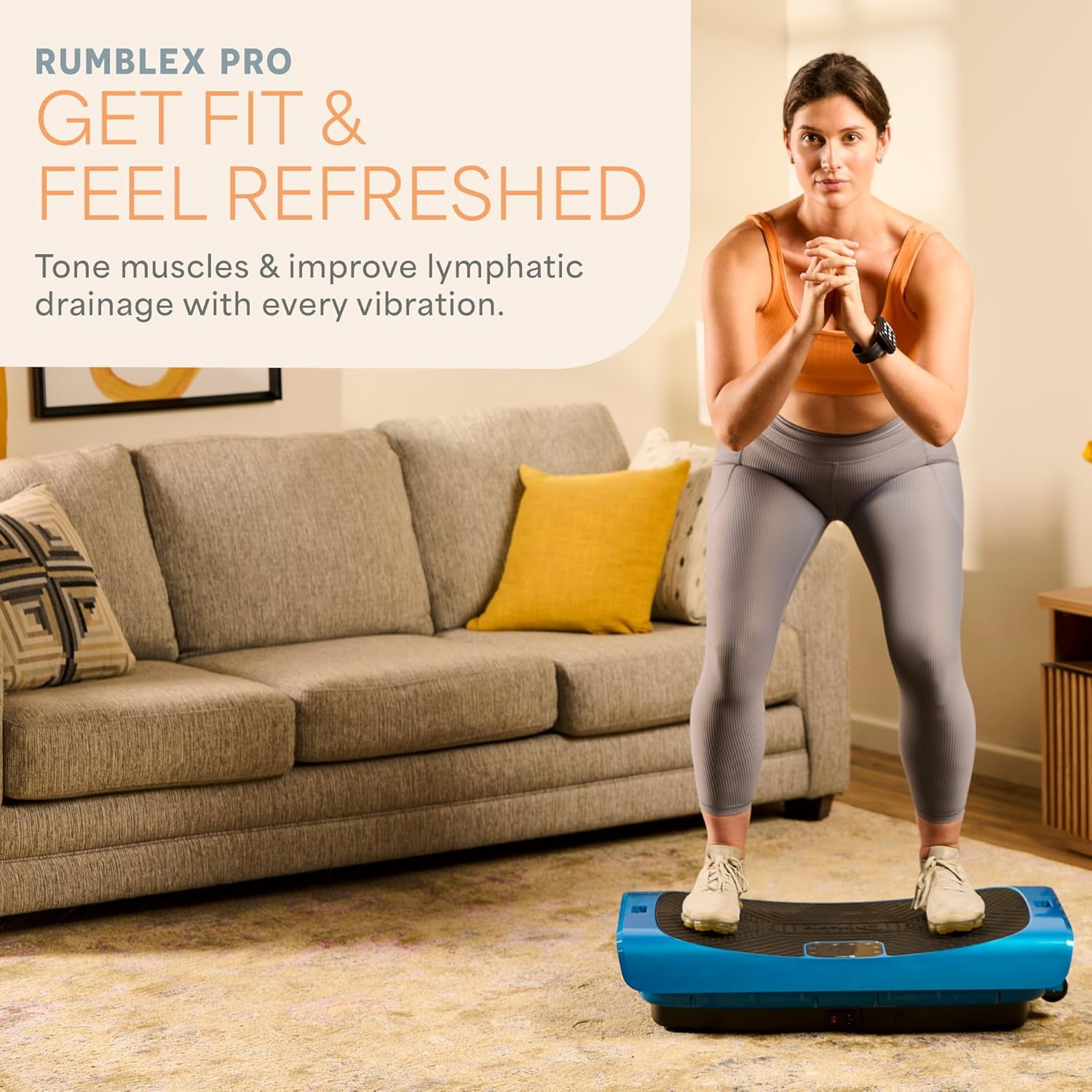 Lifepro Rumblex Pro 4D Vibration Plate Exercise Machine – Full Body Vibrating Plate for Weight Loss, Circulation, Recovery & Home Fitness Training - Blue