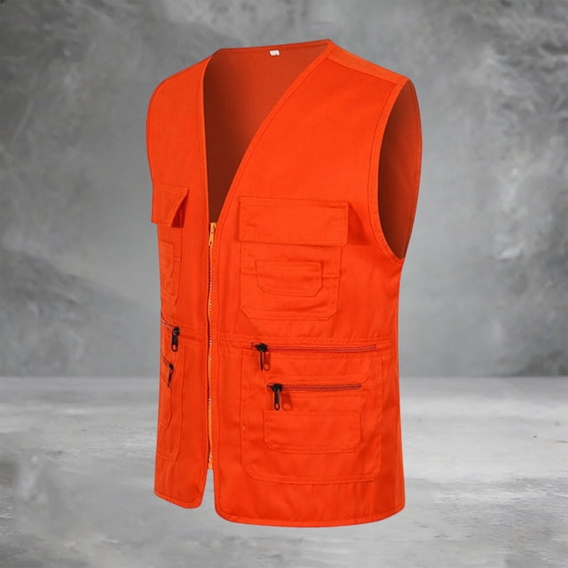Gilet de Travail Unisexe avec Poches pour Usage Quotidien Décontracté avec Poches de Rangement et Design Uni Léger Sans Manches pour Printemps et Automne