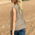 thumbnail image 4 of up to 60% off Gifts Usmixi Womens Tank Tops Vintage Cotton Linen Plus Size Loose Going out Shirts Vest Summer Trendy Solid Round Neck Sleeveless Shirts Blouse Khaki XXXXXL, 4 of 5