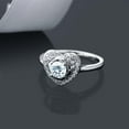 thumbnail image 3 of Gem Stone King 0.67 Ct Round Sky Blue Aquamarine 925 Sterling Silver Heart Ring (Size 8), 3 of 3