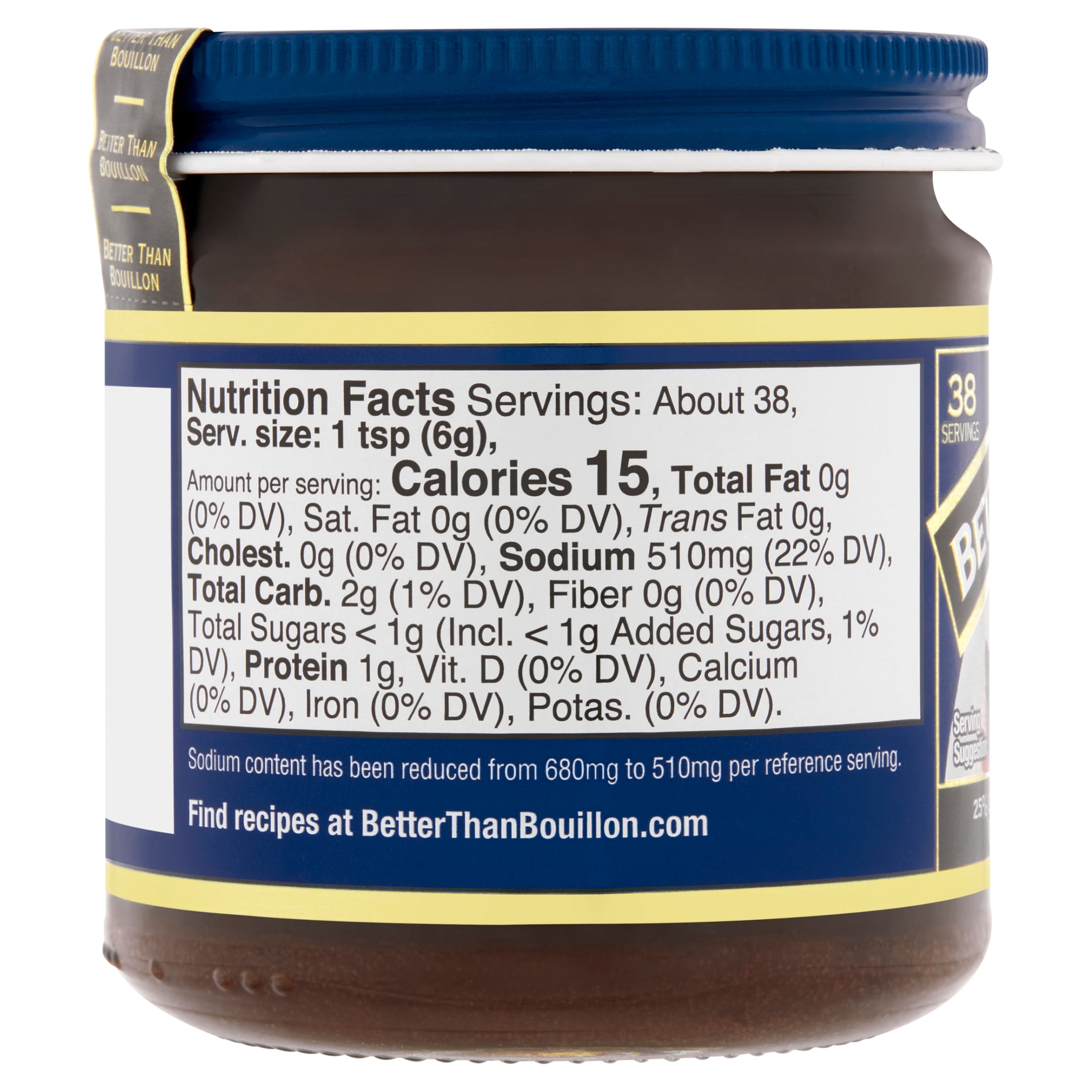 (3 pack) Better Than Bouillon Reduced Sodium Roasted Beef Base, Shelf-Stable, 8 oz