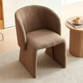 thumbnail image 3 of NORDICANA Barrel Dining Kitchen Chair Uphosltered Teddy Velvet Single Sofa Accent Chair Brown, 3 of 8