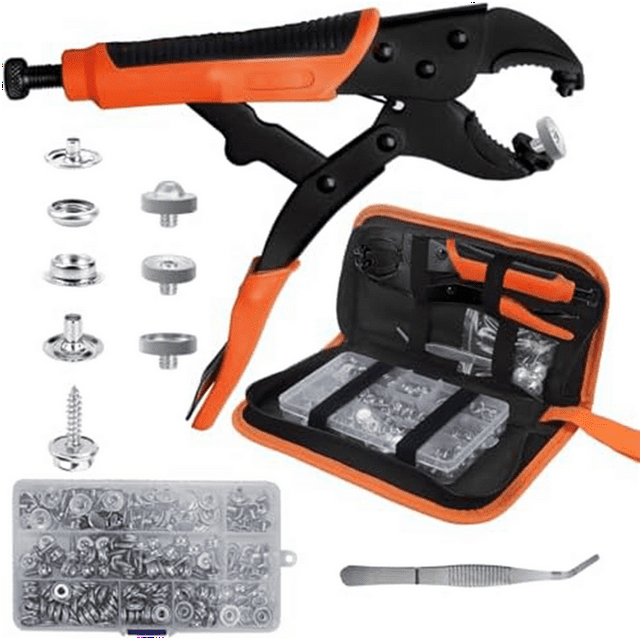 Ensemble d'Outils de Pince de Fixation Robuste, 60 Ensembles d'Outils de Fixation en Cuir et Métal pour Bateau, Couvre-Bordures, Kit de Fixation en Toile