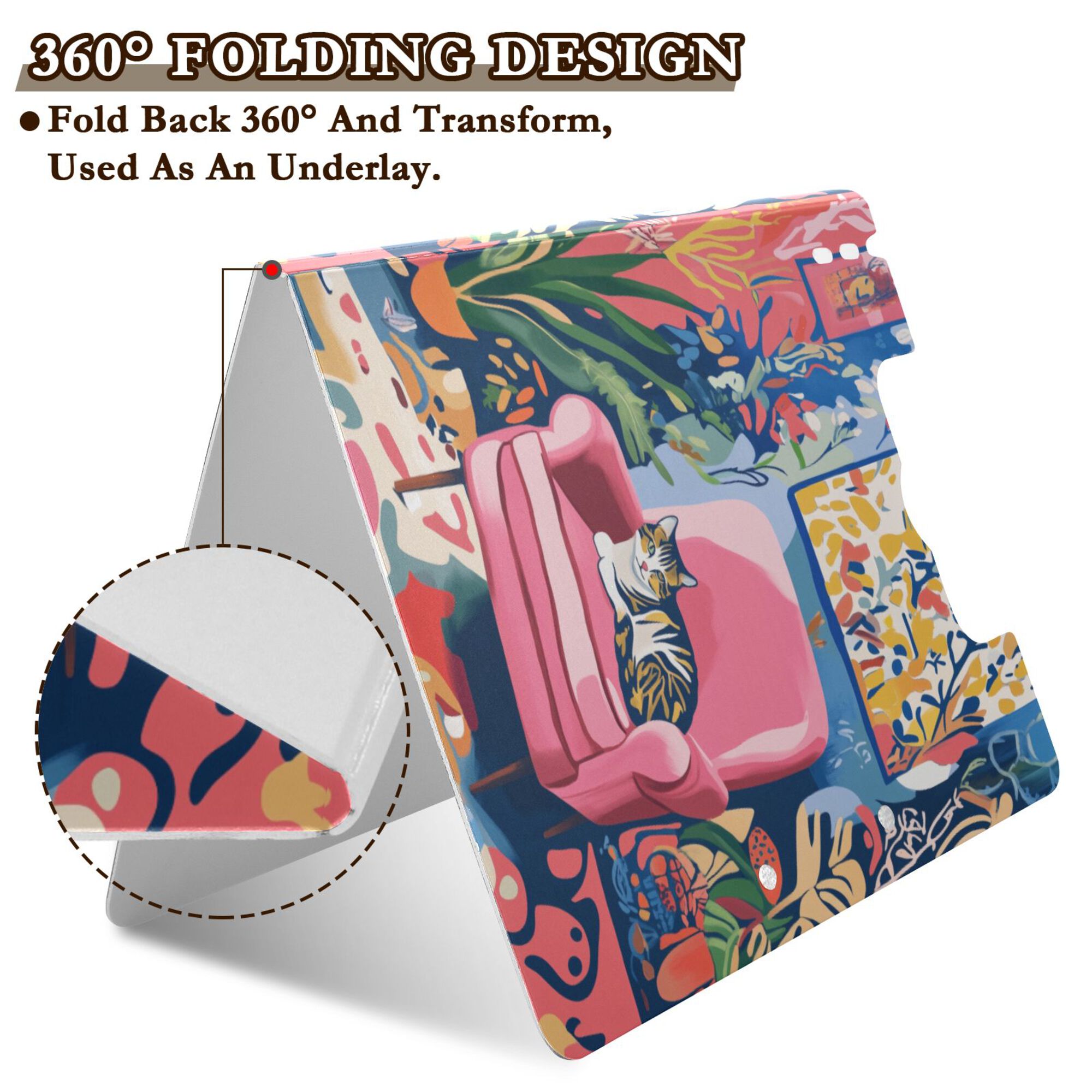 FORMRS A4 Clipboard Folder with Pen Holder Horizontal Foldable School Office Binder, Art Cat