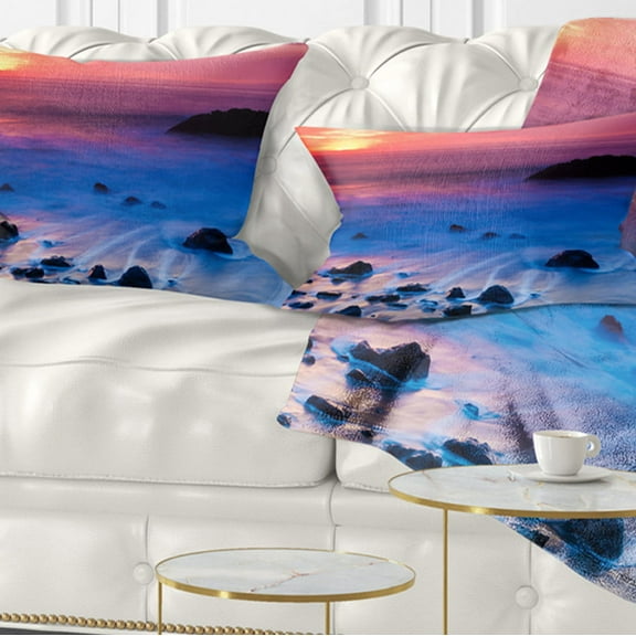 Designart 12" x 20" Blue Polyester Throw Pillow