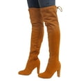 thumbnail image 6 of Wild Diva Lounge Amaya-01 Women's Over The Knee Tie Up High Block Heel Dress Boots, 6 of 10