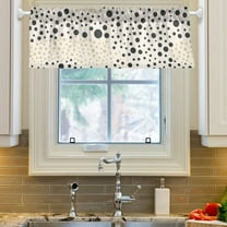 Ryvnso Black and Beige Polka Dots Window Valance Kitchen Farmhouse Rod Pocket Short Curtain 54x18 inch